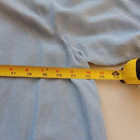 Soft Surroundings Boho Chambray Sz XL Off The Shoulder 3/4 Bell Sleeve Tunic Top - Picture 9 of 12